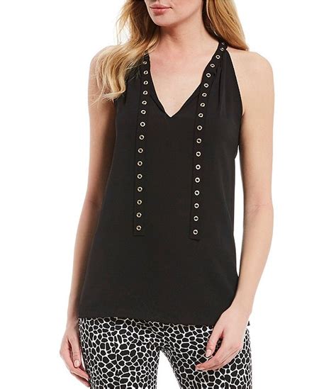 michael michael kors kehlia grommet tie halter blouse black|Michael kors halter top + FREE SHIPPING .